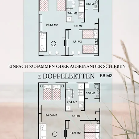 Апартаменты Wlan,smart Tv,4 Betten, Zentral Эмден
